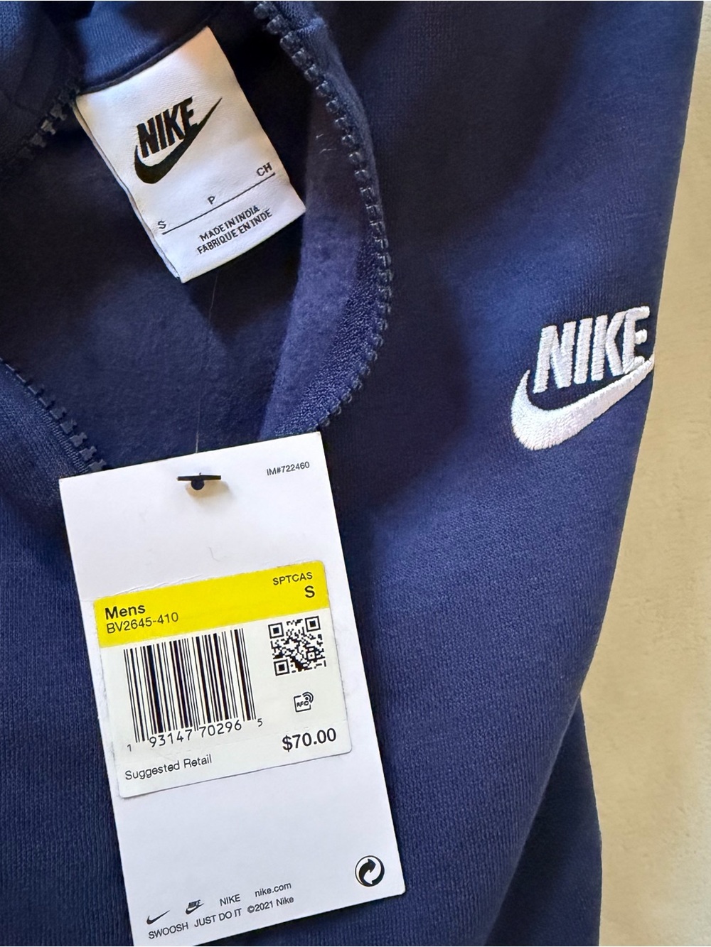 Nike Blue Full-Zip Hooded Sweatshirt - Flawed Sleeve